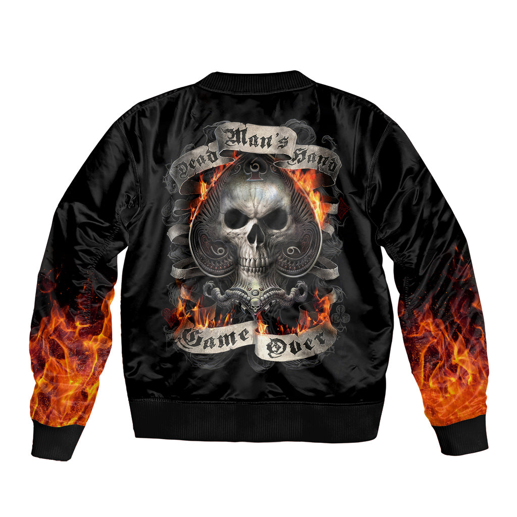 Skull Sleeve Zip Bomber Jacket Gambling Death Fire - Wonder Print Shop