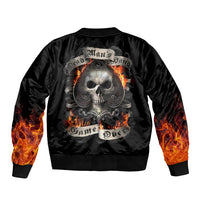 Skull Sleeve Zip Bomber Jacket Gambling Death Fire - Wonder Print Shop