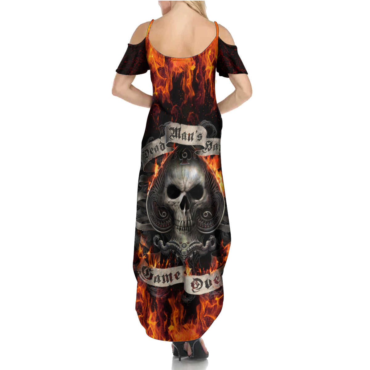 Skull Summer Maxi Dress Gambling Death Fire - Wonder Print Shop