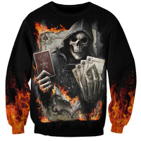 Skull Sweatshirt Gambling Death Fire - Wonder Print Shop