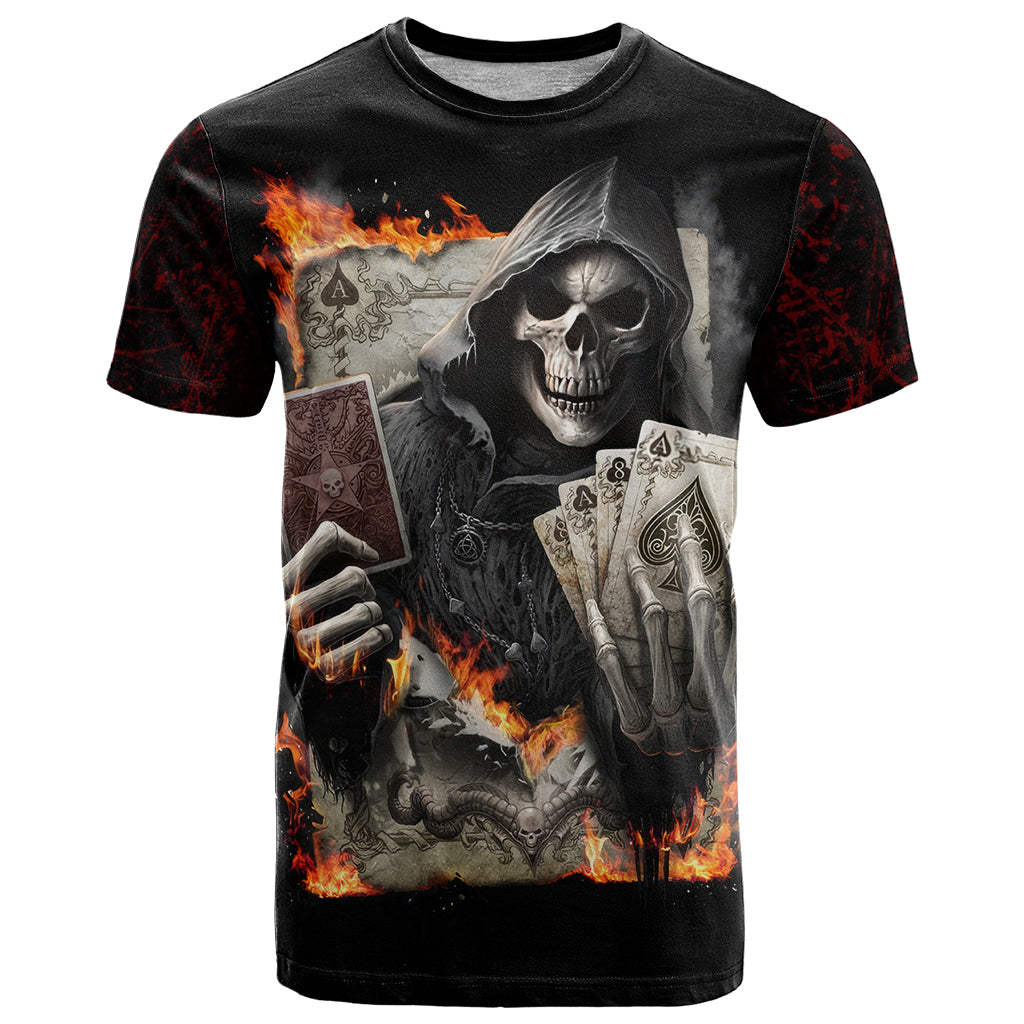 Skull T Shirt Gambling Death Fire - Wonder Print Shop