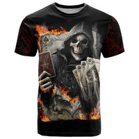 Skull T Shirt Gambling Death Fire - Wonder Print Shop