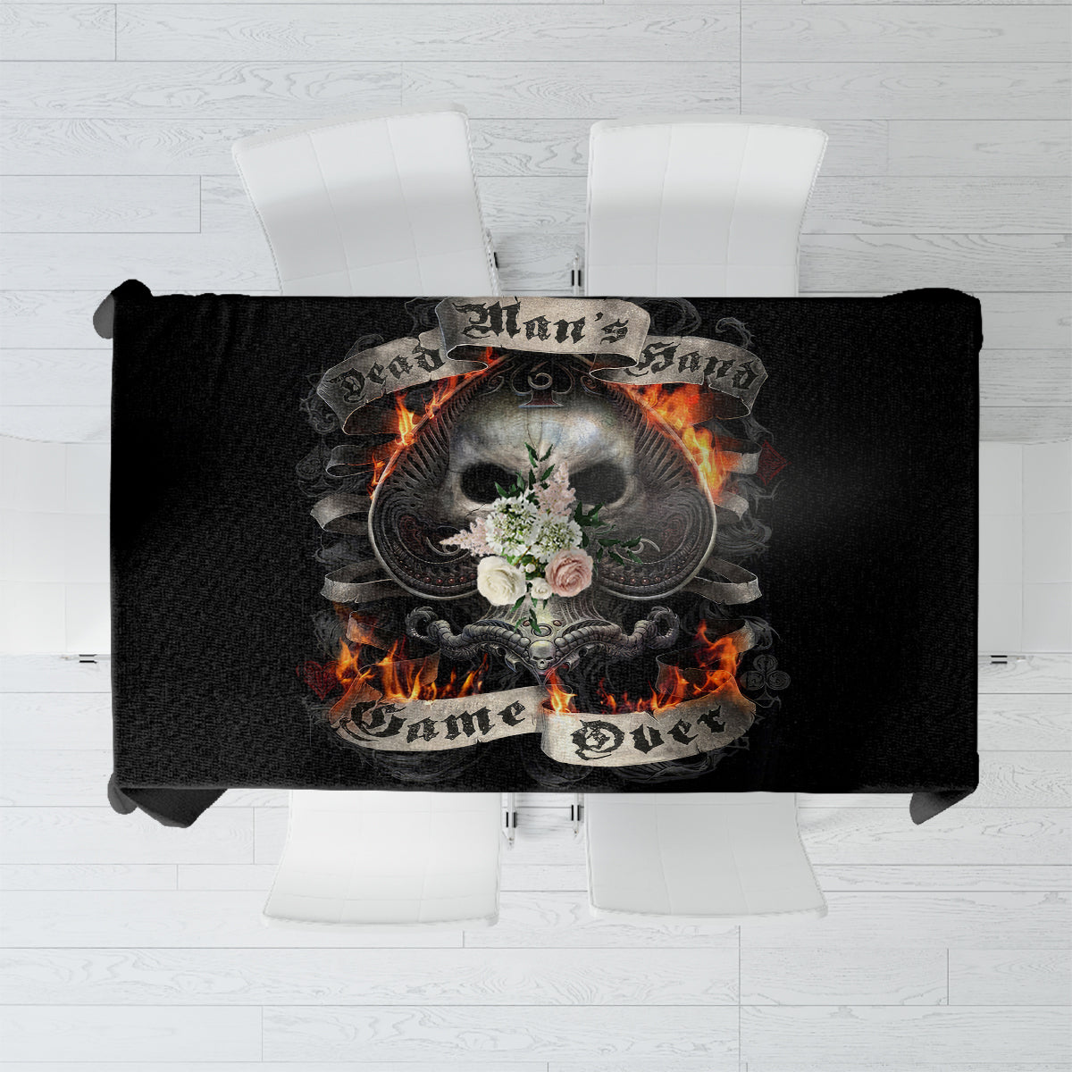 Skull Tablecloth Gambling Death Fire - Wonder Print Shop