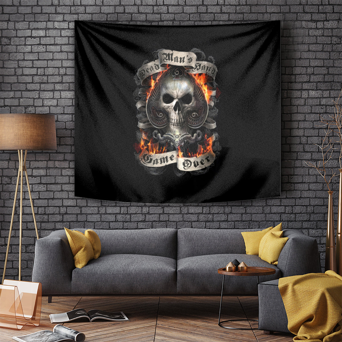 Skull Tapestry Gambling Death Fire - Wonder Print Shop