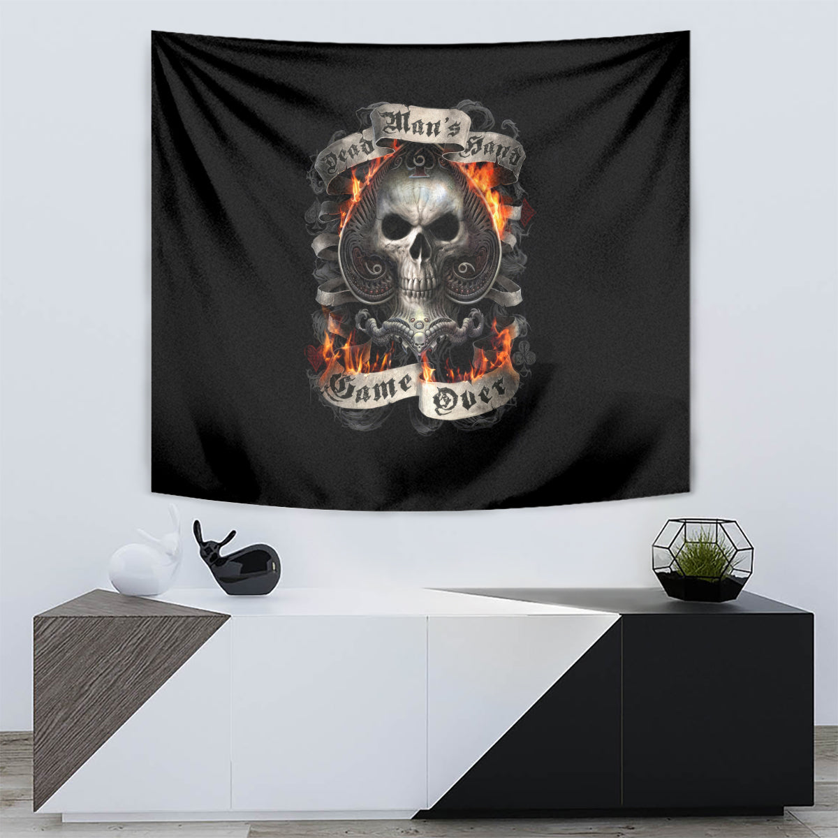 Skull Tapestry Gambling Death Fire - Wonder Print Shop