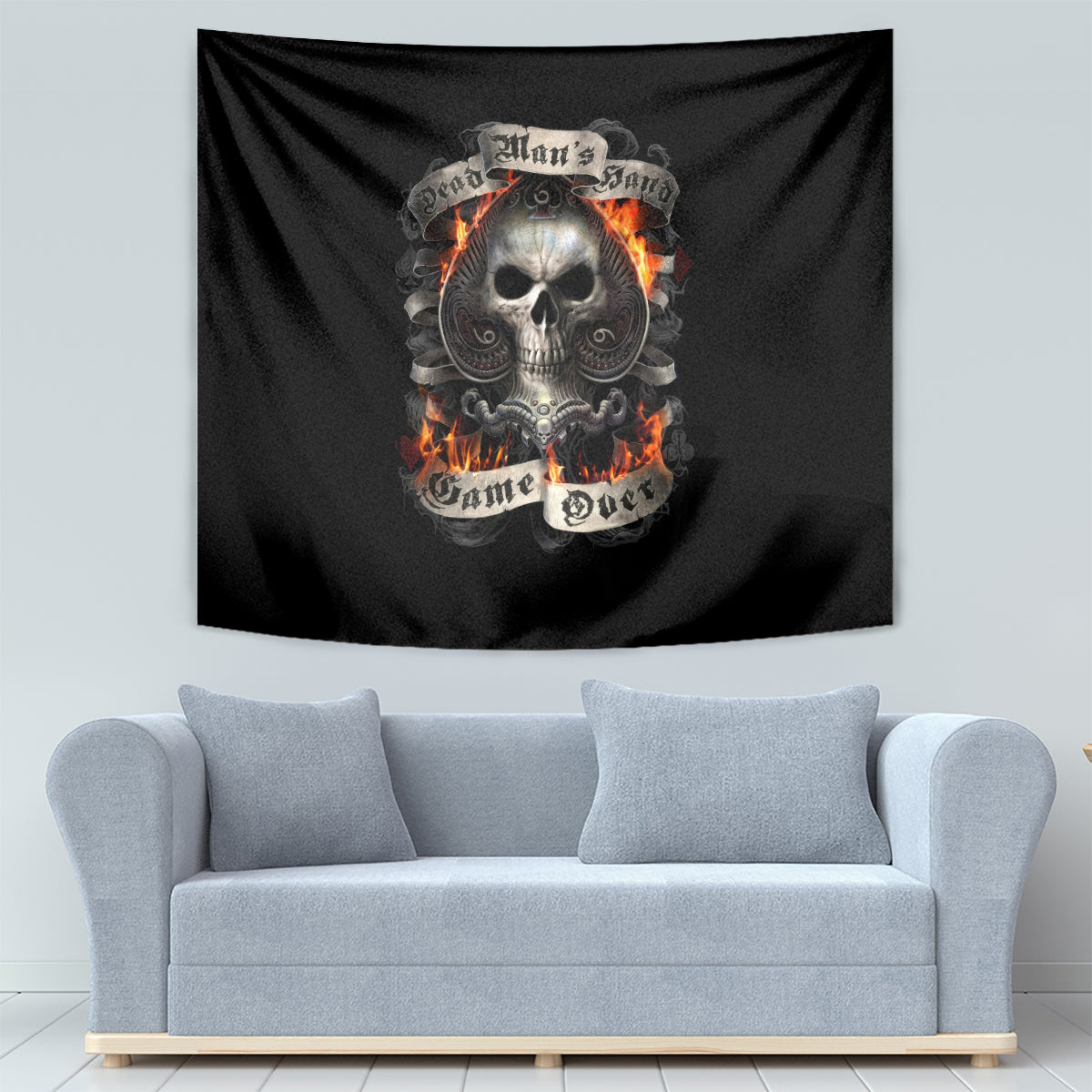 Skull Tapestry Gambling Death Fire - Wonder Print Shop
