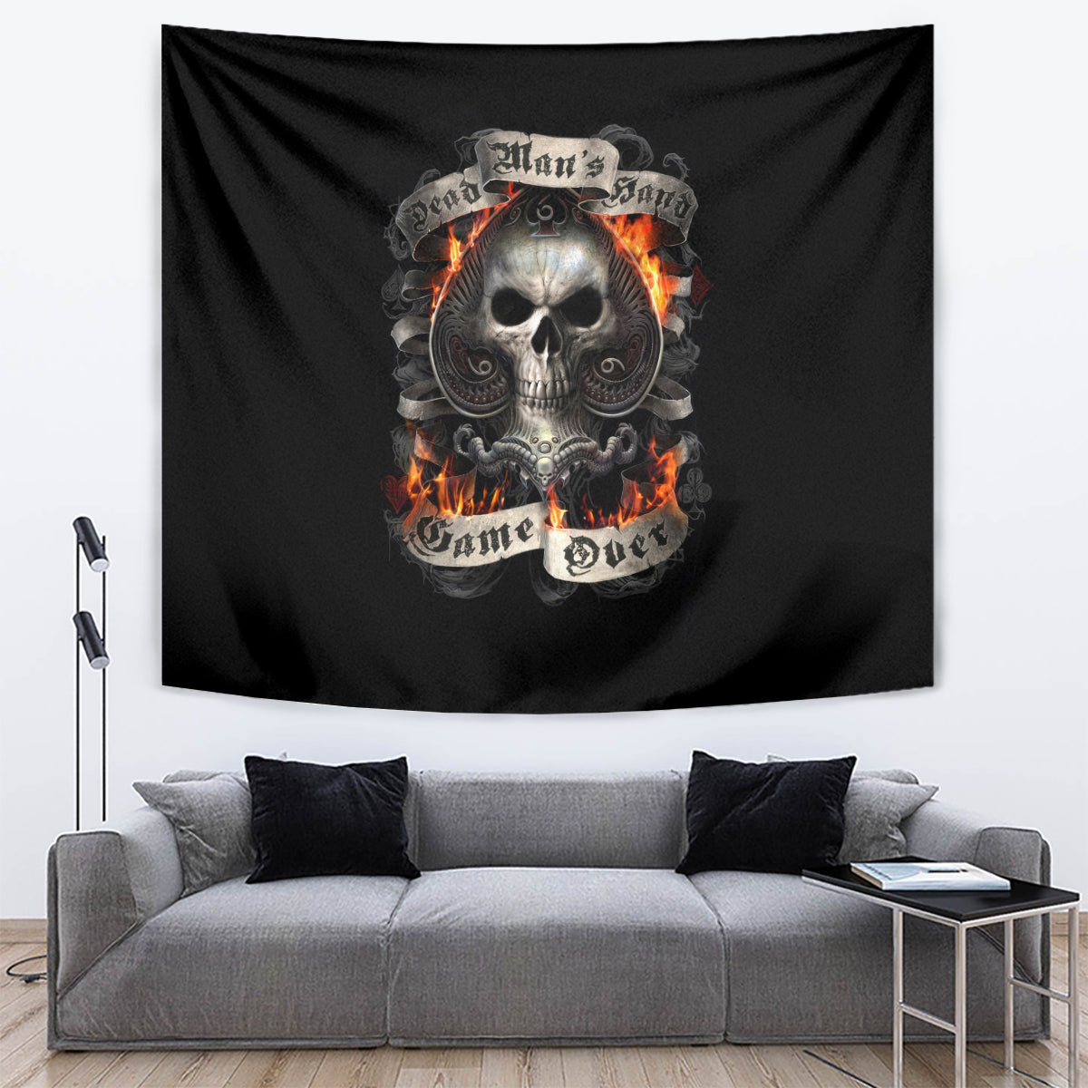 Skull Tapestry Gambling Death Fire - Wonder Print Shop