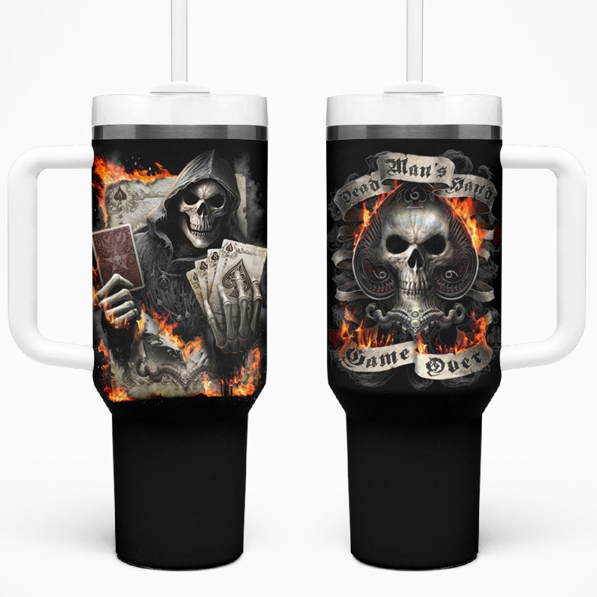 Skull Tumbler With Handle Gambling Death Fire - Wonder Print Shop