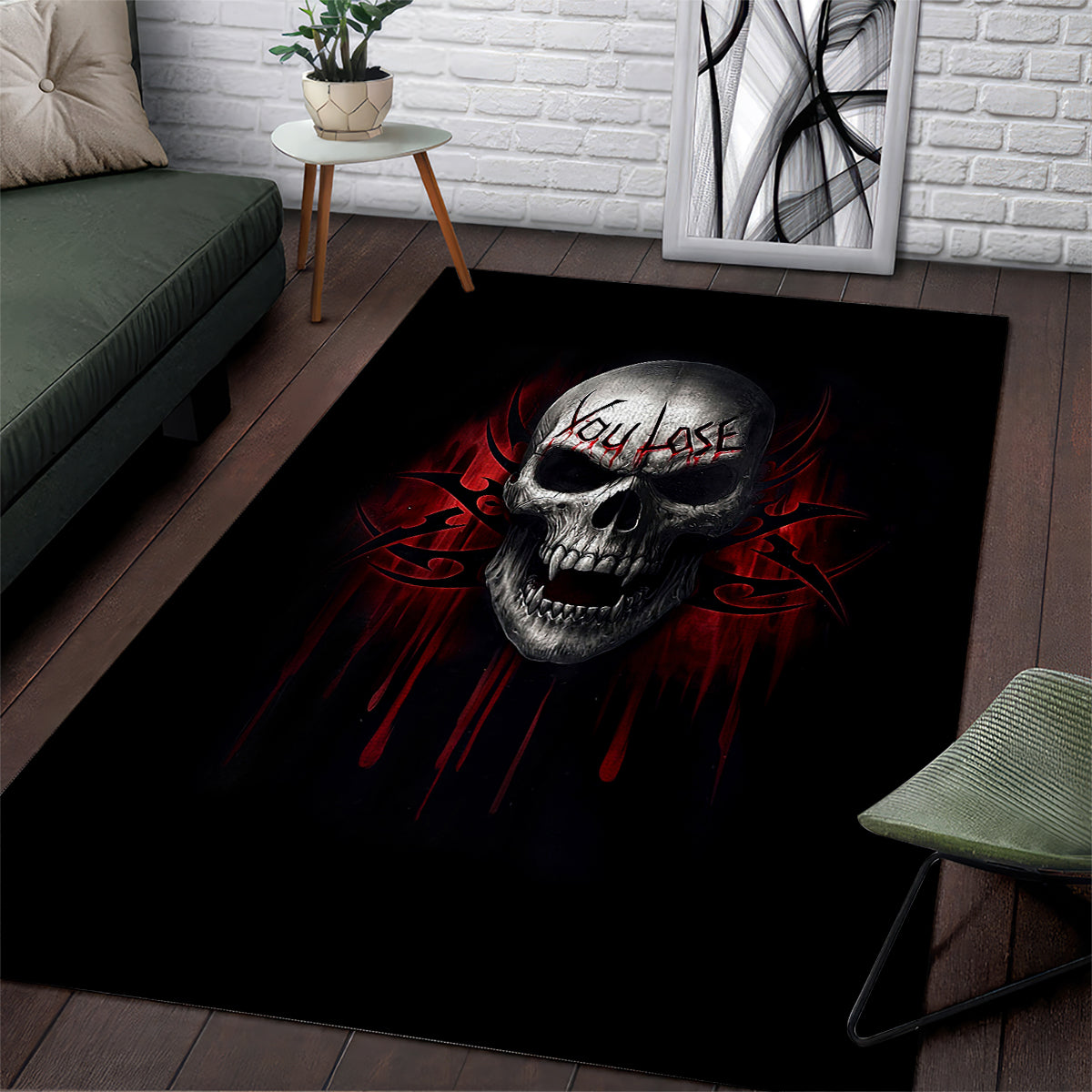 Skull Area Rug Death Skull Game Over - Wonder Print Shop