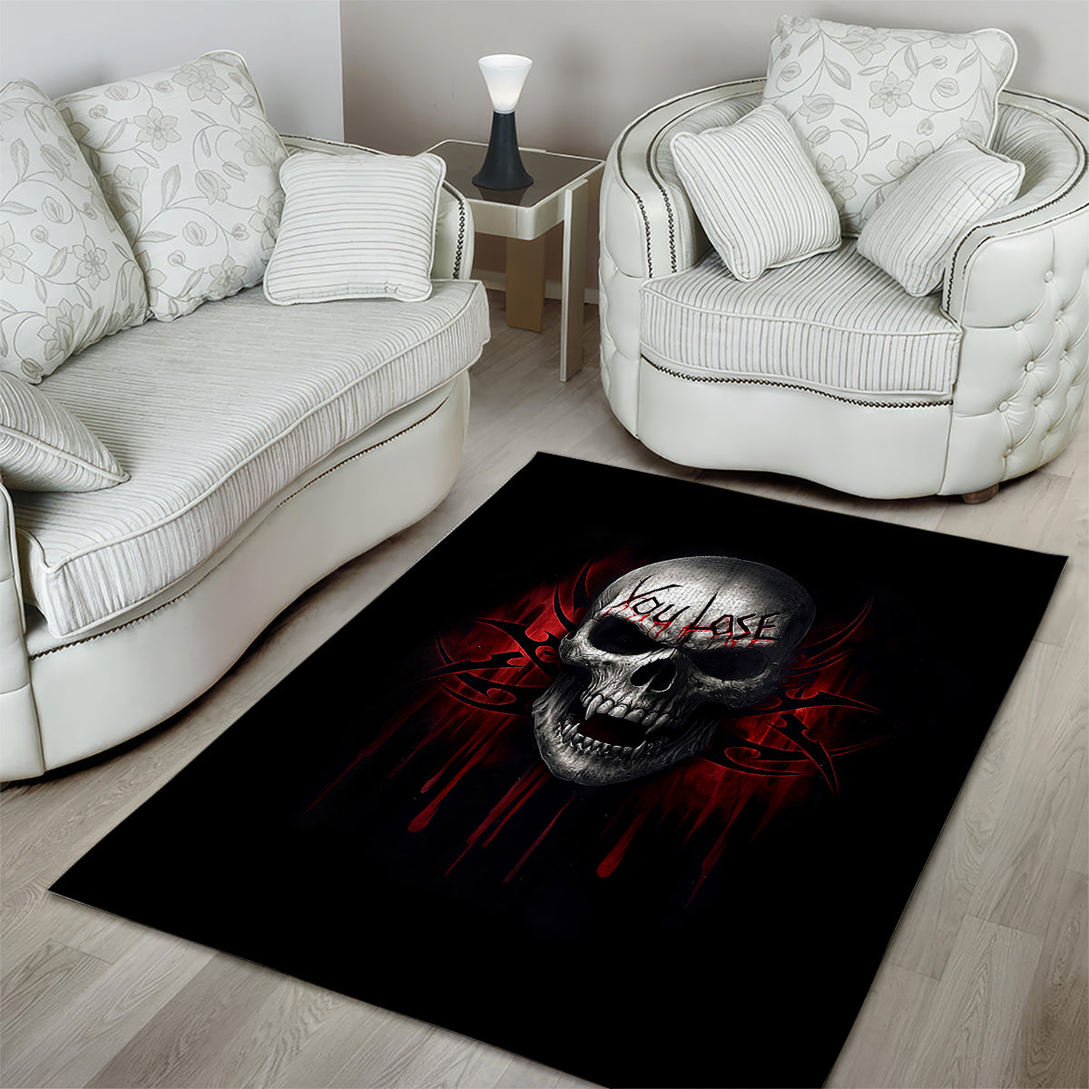 Skull Area Rug Death Skull Game Over - Wonder Print Shop