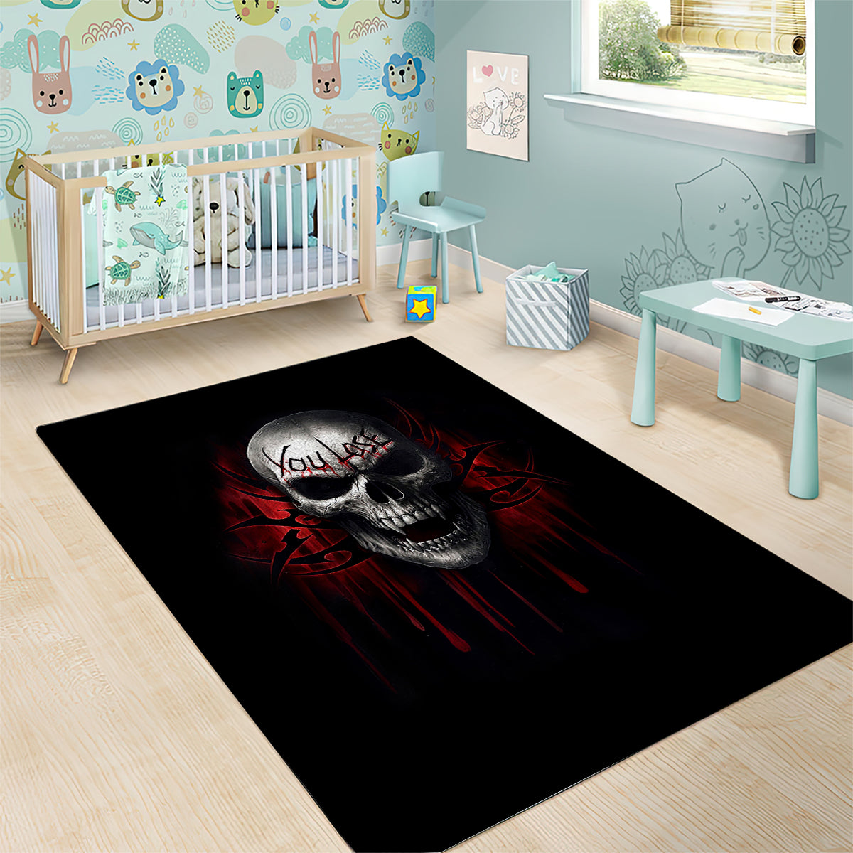 Skull Area Rug Death Skull Game Over - Wonder Print Shop