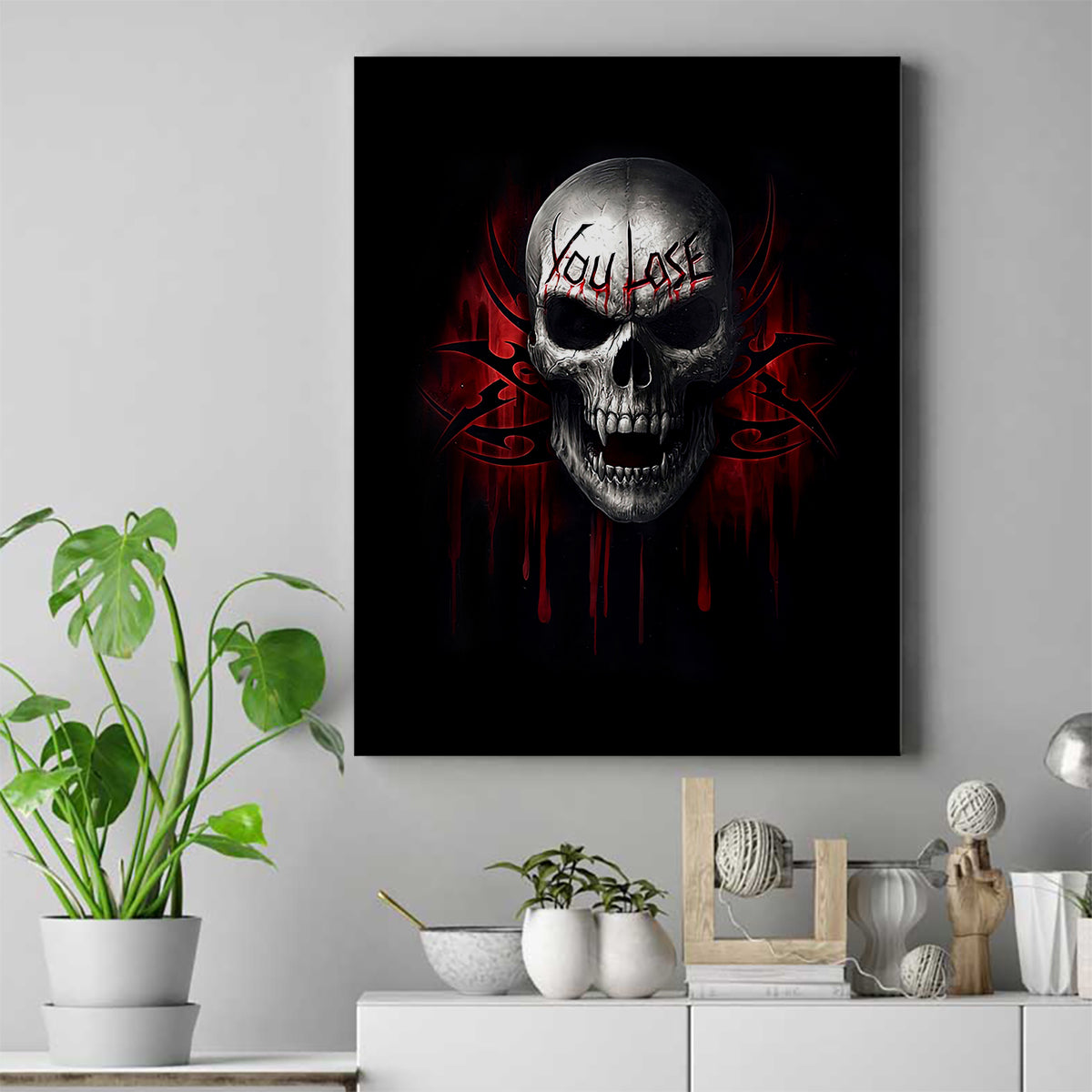 Skull Canvas Wall Art Death Skull Game Over - Wonder Print Shop
