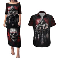 Skull Couples Matching Puletasi Dress and Hawaiian Shirt Death Skull Game Over - Wonder Print Shop