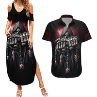 Skull Couples Matching Summer Maxi Dress and Hawaiian Shirt Death Skull Game Over - Wonder Print Shop