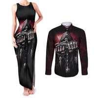 Skull Couples Matching Tank Maxi Dress and Long Sleeve Button Shirts Death Skull Game Over - Wonder Print Shop