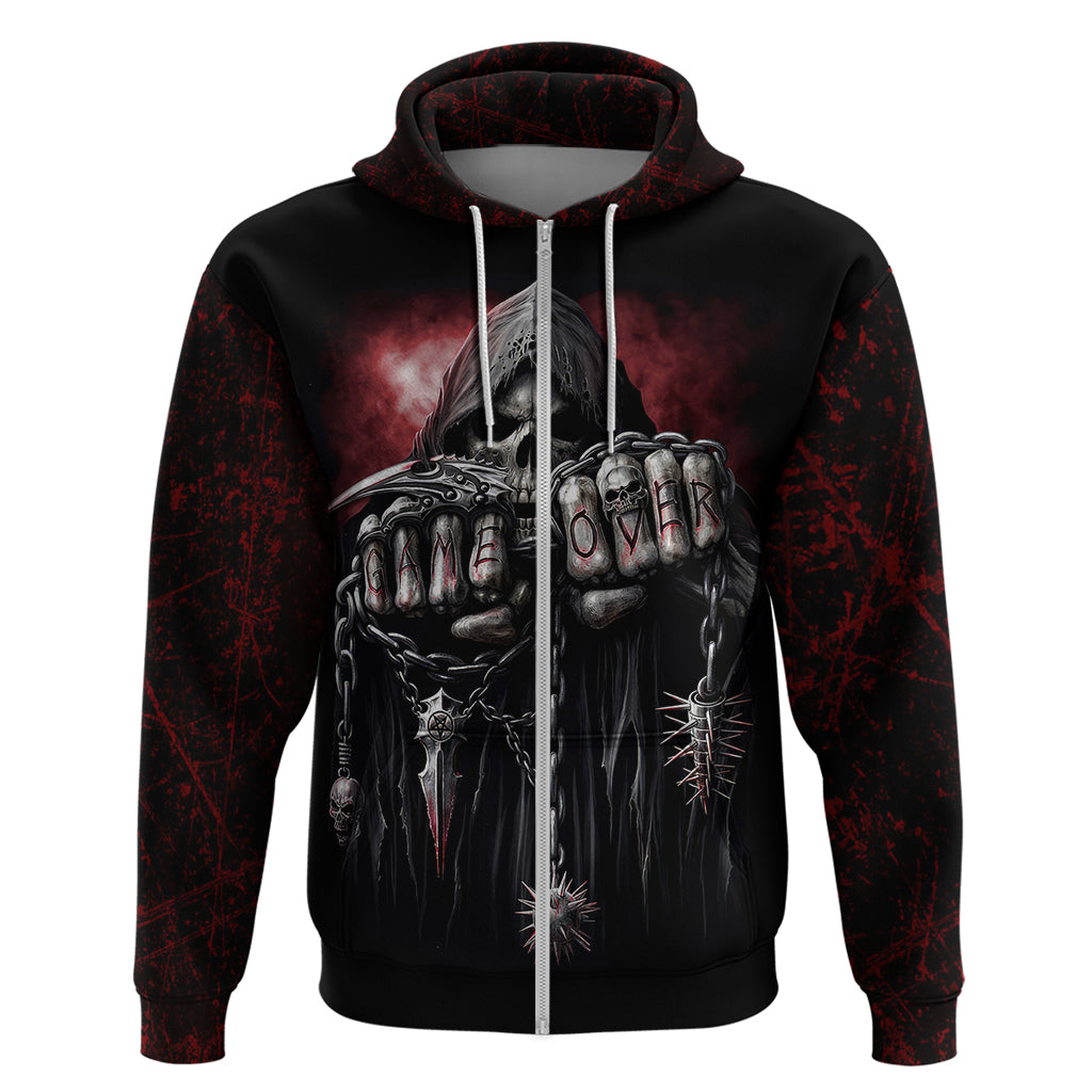 Skull Hoodie Death Skull Game Over - Wonder Print Shop