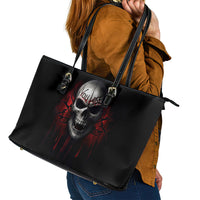 Skull Leather Tote Bag Death Skull Game Over - Wonder Print Shop