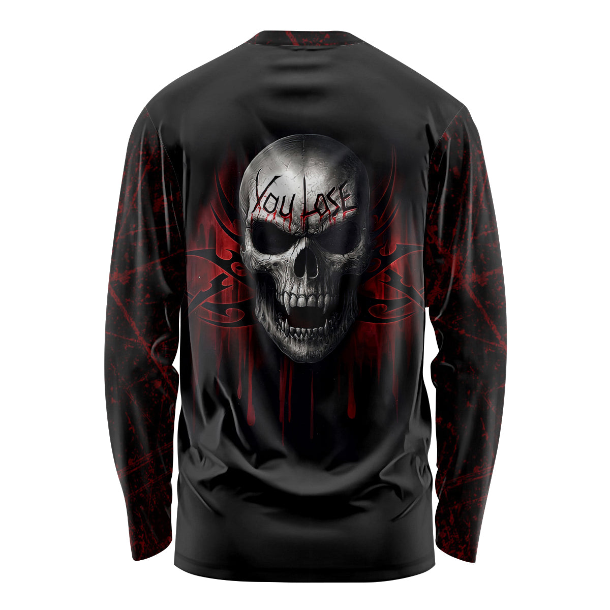 Skull Long Sleeve Shirt Death Skull Game Over - Wonder Print Shop