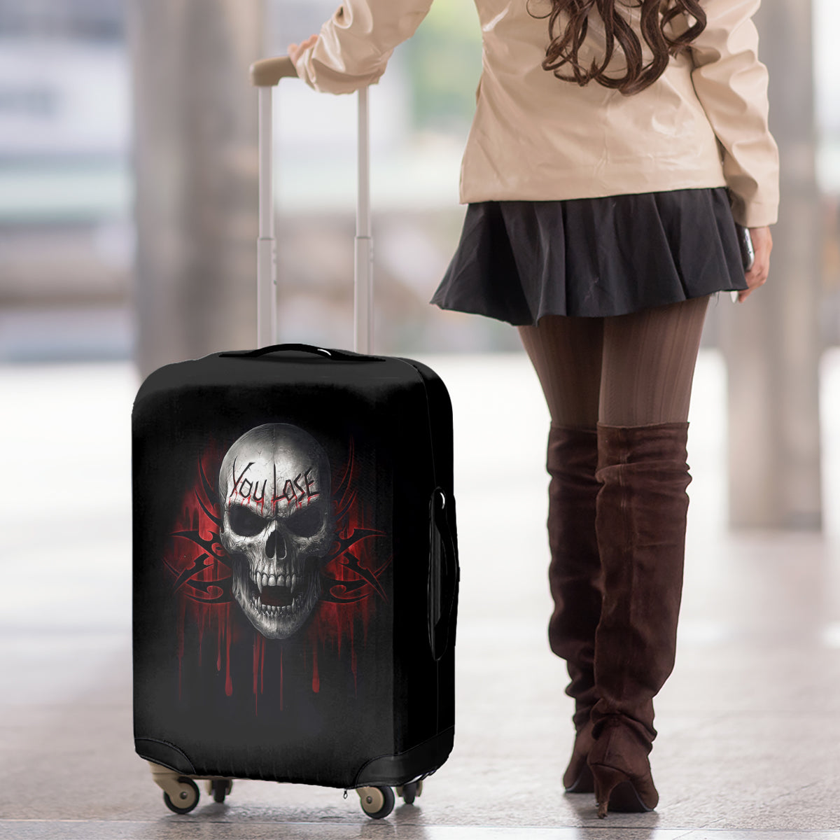 Skull Luggage Cover Death Skull Game Over - Wonder Print Shop