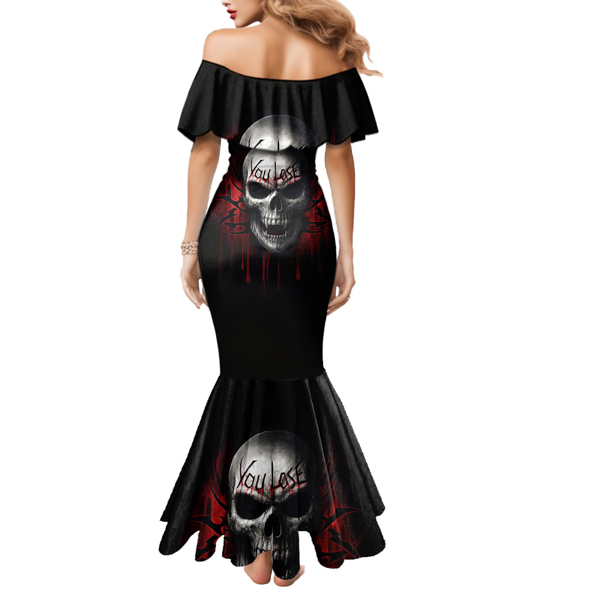 Skull Mermaid Dress Death Skull Game Over - Wonder Print Shop