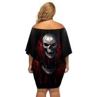 Skull Off Shoulder Short Dress Death Skull Game Over - Wonder Print Shop