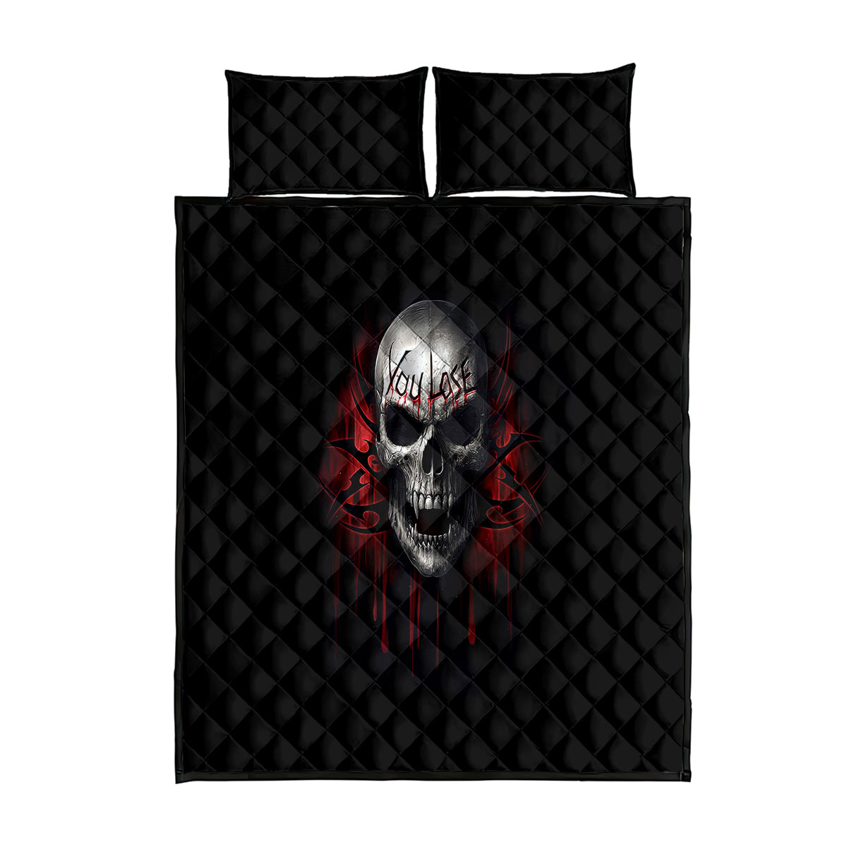 Skull Quilt Bed Set Death Skull Game Over - Wonder Print Shop
