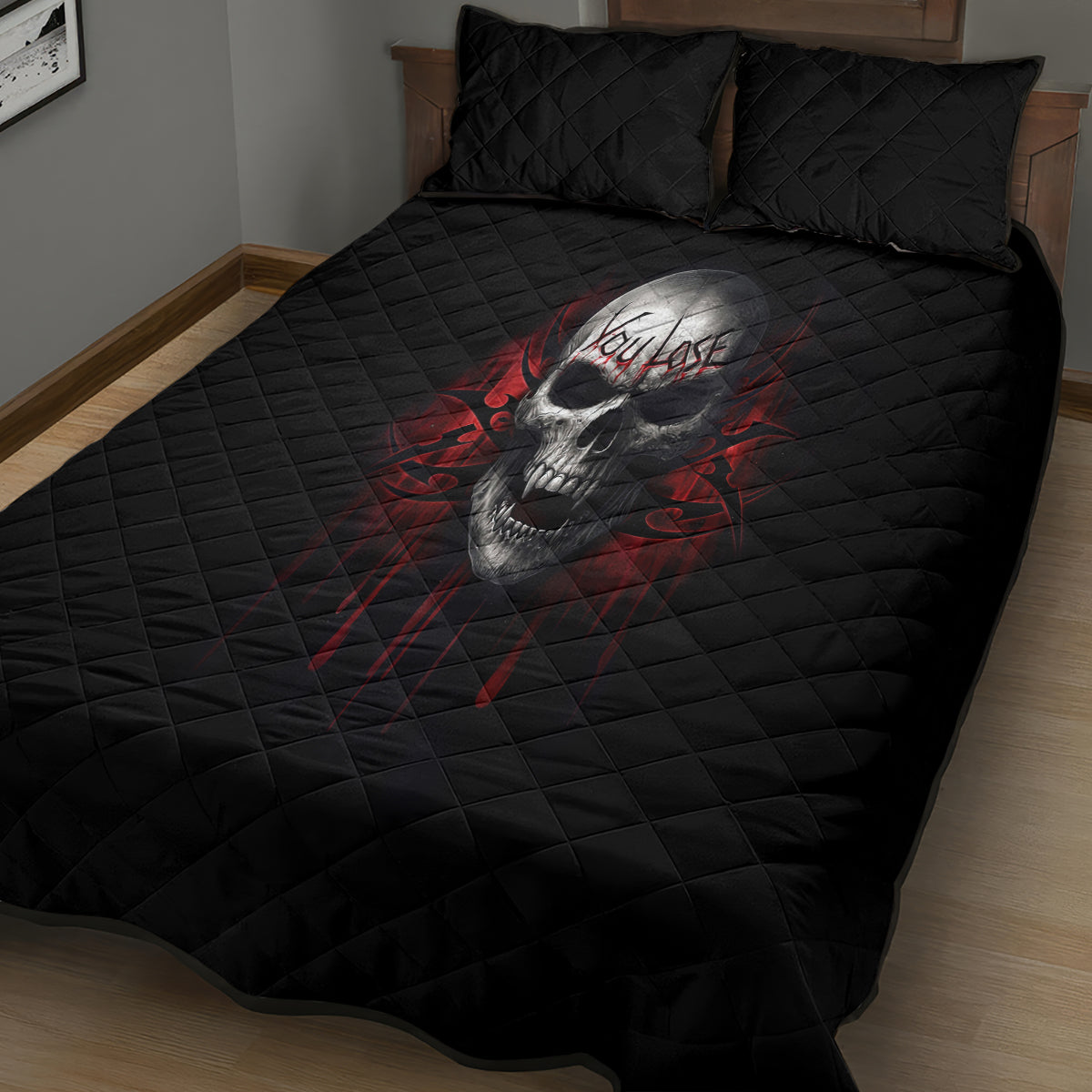 Skull Quilt Bed Set Death Skull Game Over - Wonder Print Shop