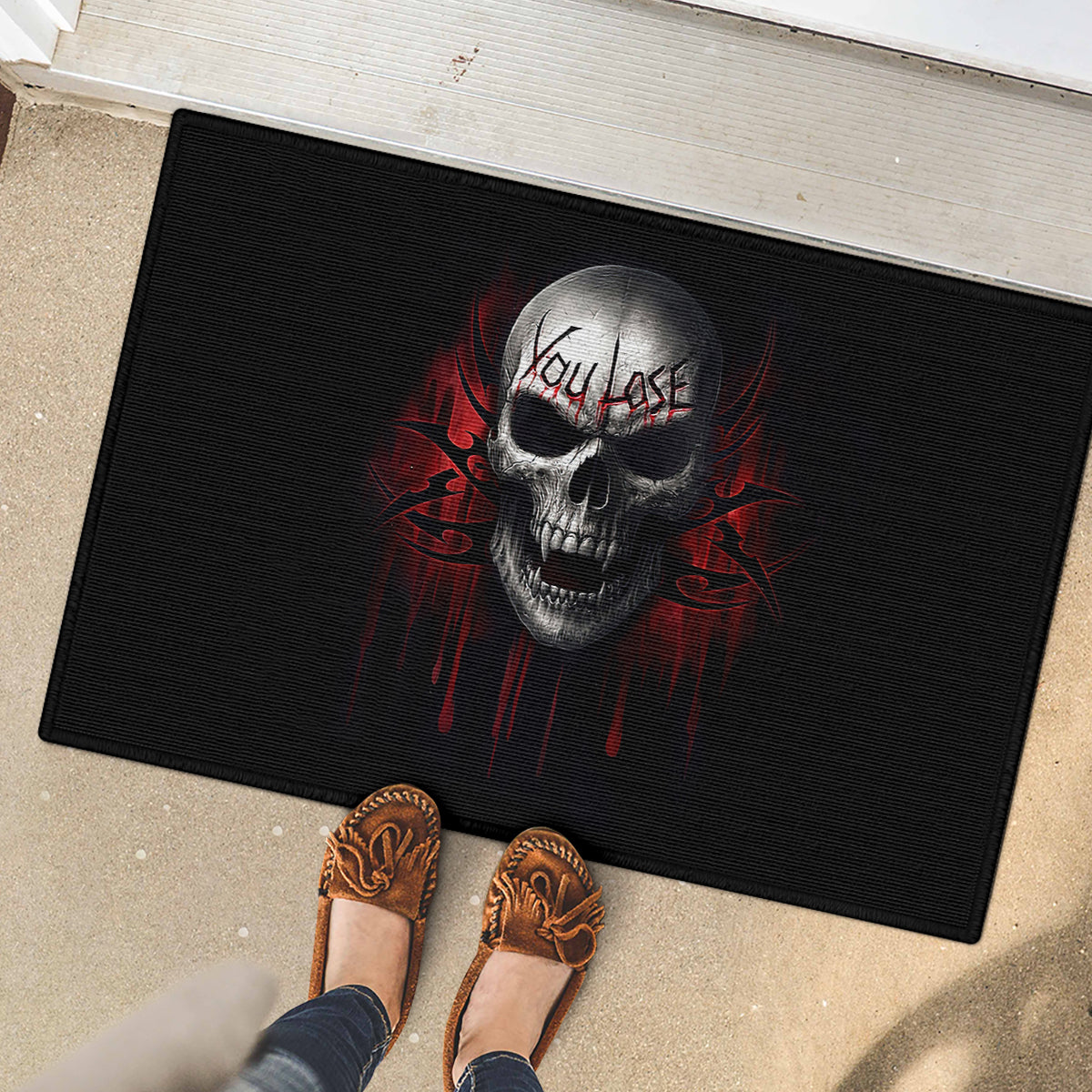 Skull Rubber Doormat Death Skull Game Over - Wonder Print Shop