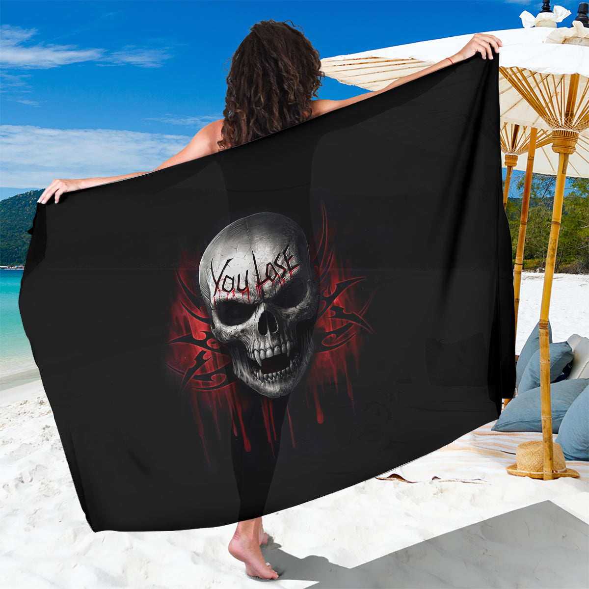 Skull Sarong Death Skull Game Over - Wonder Print Shop