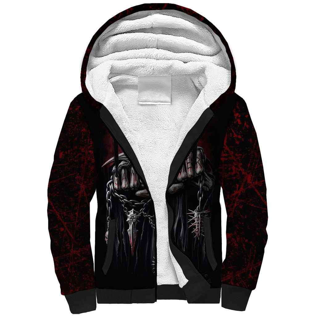 Skull Sherpa Hoodie Death Skull Game Over - Wonder Print Shop