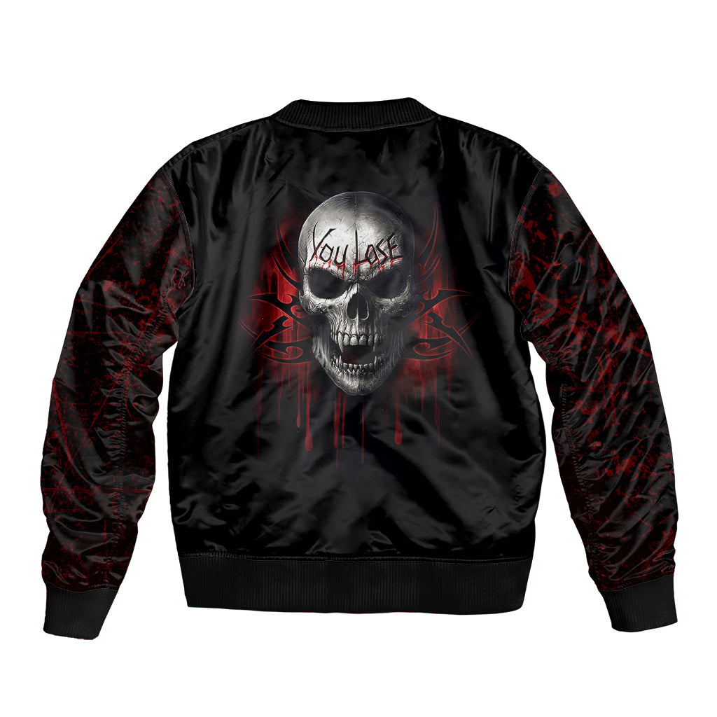 Skull Sleeve Zip Bomber Jacket Death Skull Game Over - Wonder Print Shop