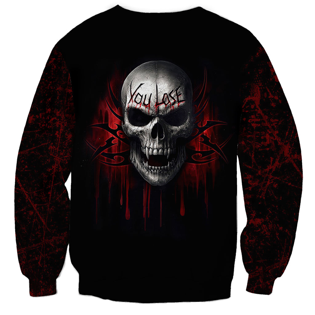 Skull Sweatshirt Death Skull Game Over - Wonder Print Shop