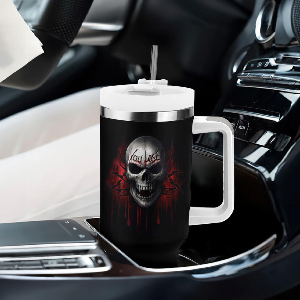 Skull Tumbler With Handle Death Skull Game Over - Wonder Print Shop