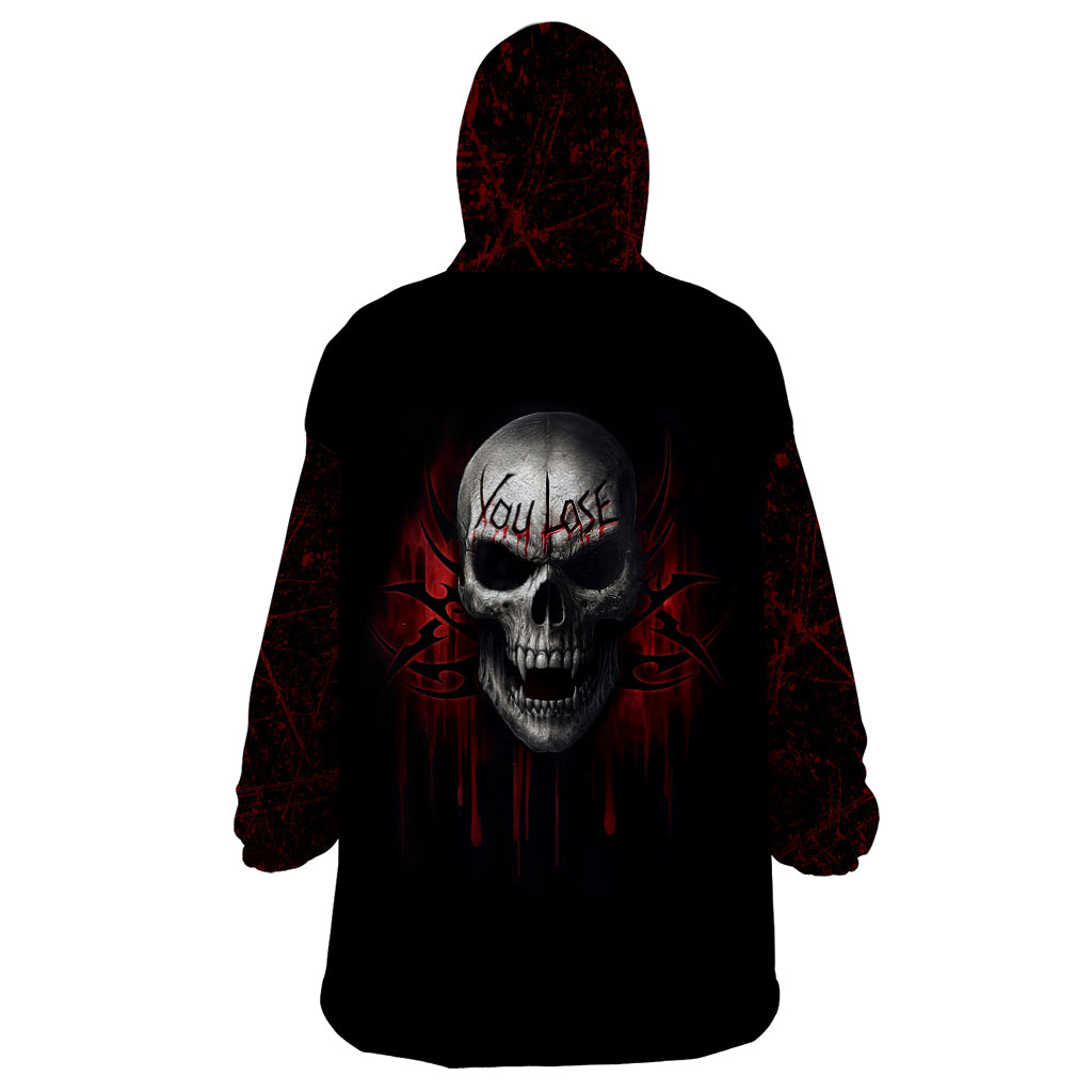 Skull Wearable Blanket Hoodie Death Skull Game Over - Wonder Print Shop