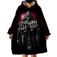 Skull Wearable Blanket Hoodie Death Skull Game Over - Wonder Print Shop