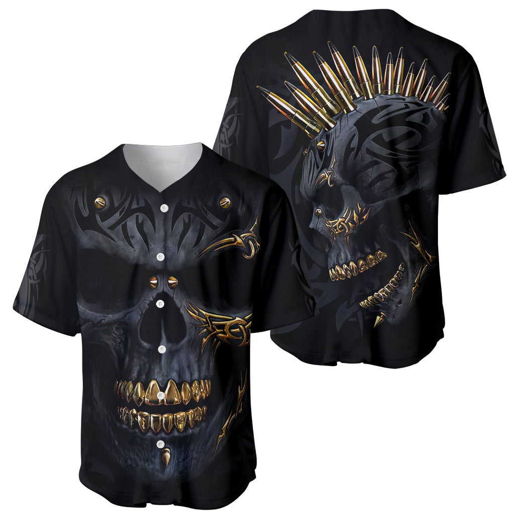 Skull Baseball Jersey Golden Skull Gangster - Wonder Print Shop