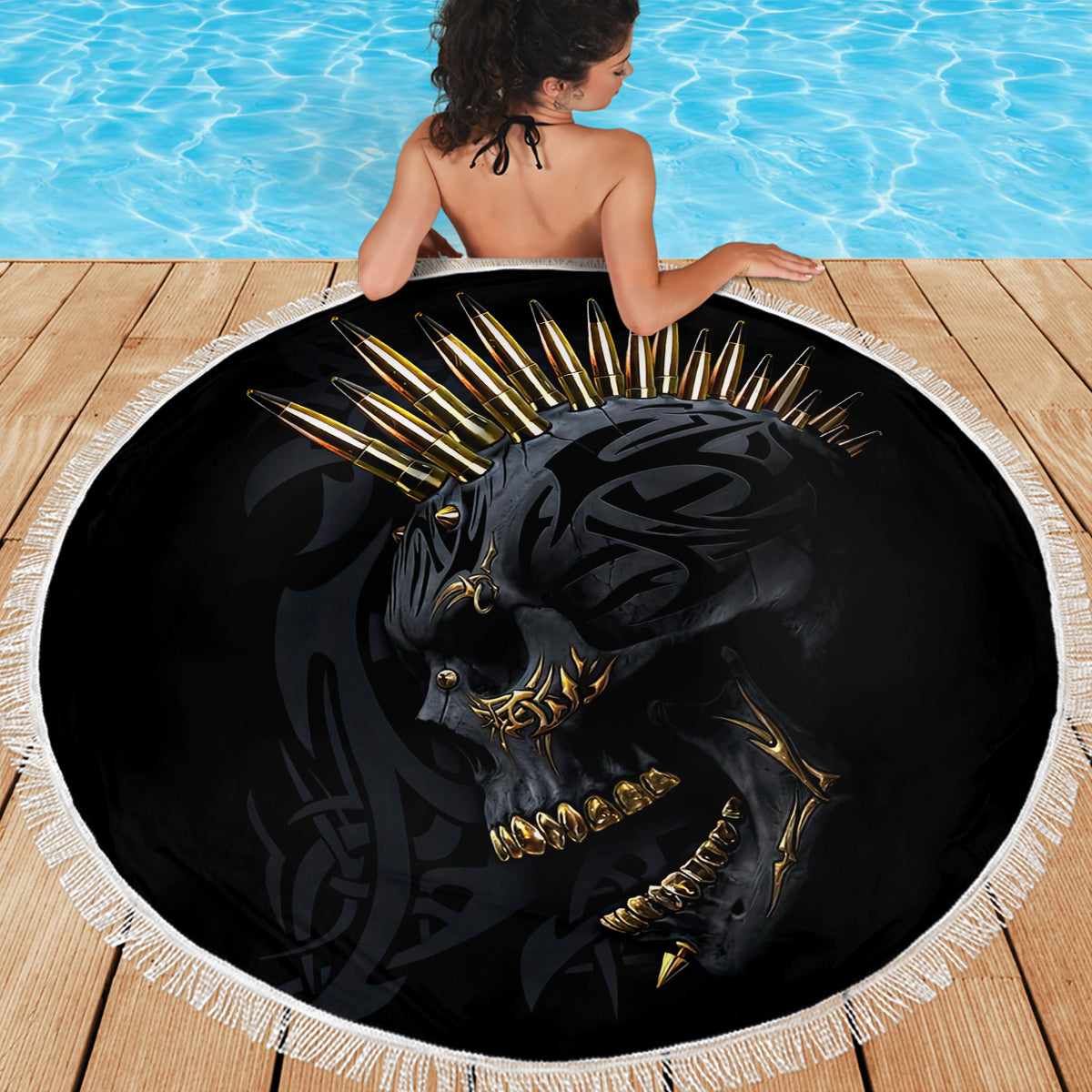 Skull Beach Blanket Golden Skull Gangster - Wonder Print Shop