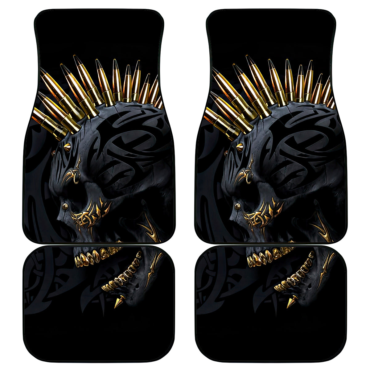 Skull Car Mats Golden Skull Gangster - Wonder Print Shop