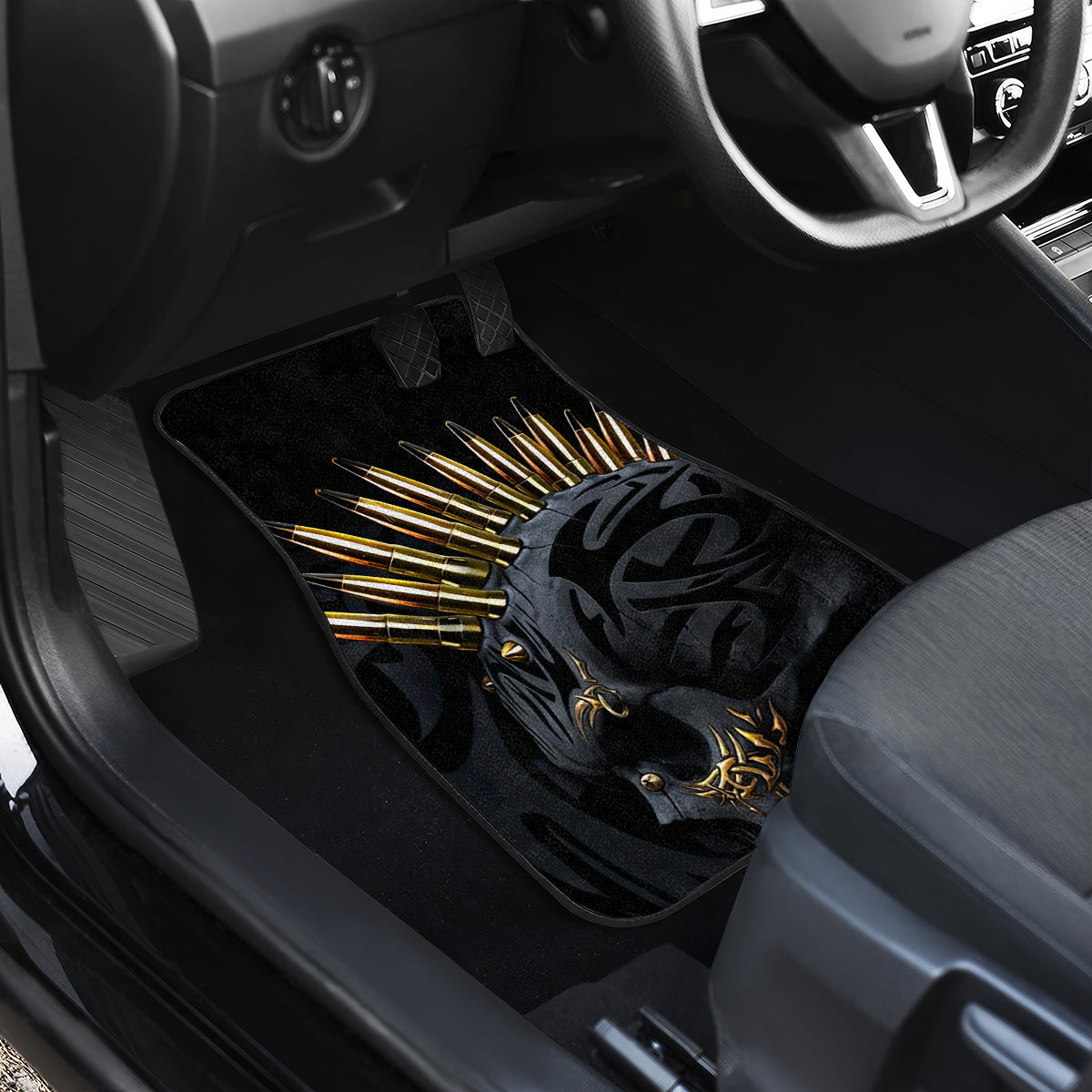 Skull Car Mats Golden Skull Gangster - Wonder Print Shop