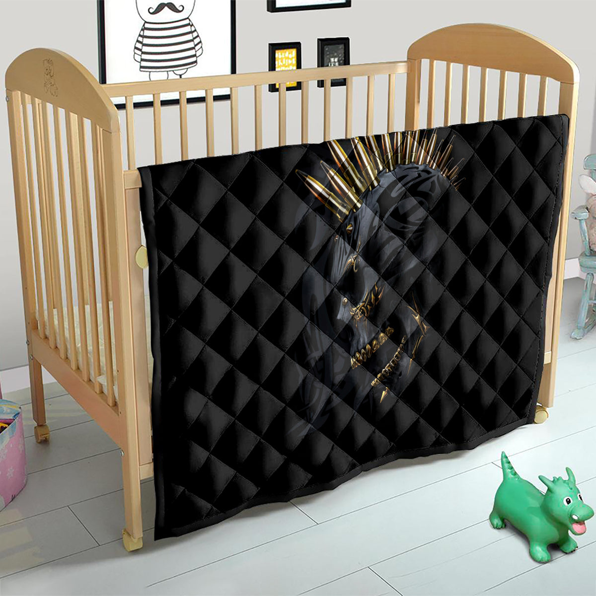 Skull Quilt Golden Skull Gangster - Wonder Print Shop