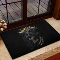 Skull Rubber Doormat Golden Skull Gangster - Wonder Print Shop