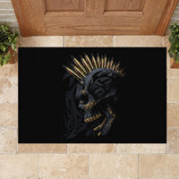 Skull Rubber Doormat Golden Skull Gangster - Wonder Print Shop