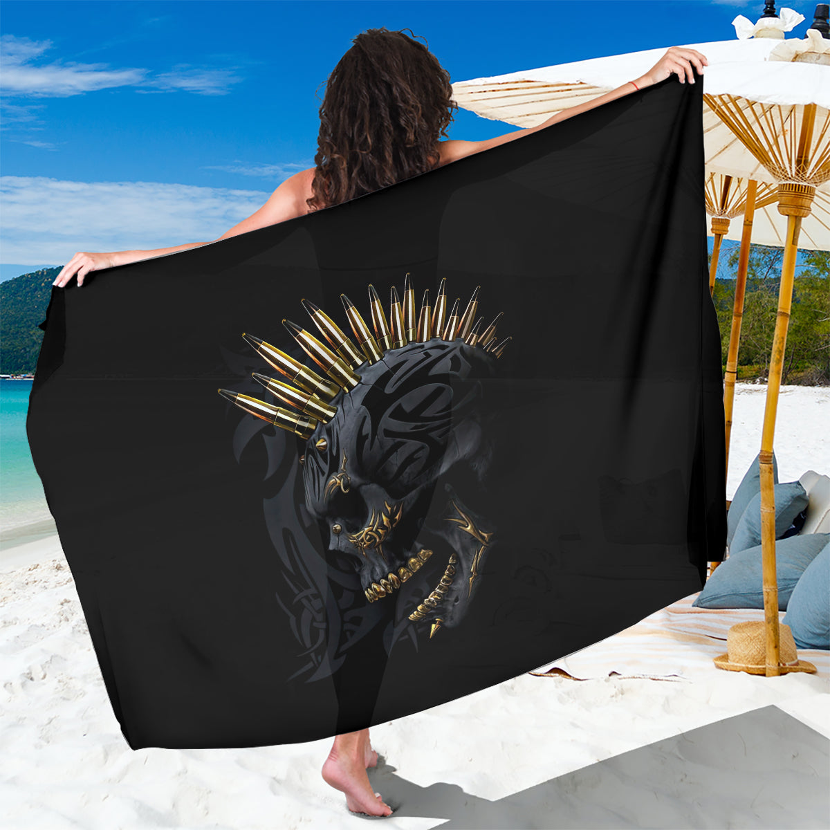 Skull Sarong Golden Skull Gangster - Wonder Print Shop