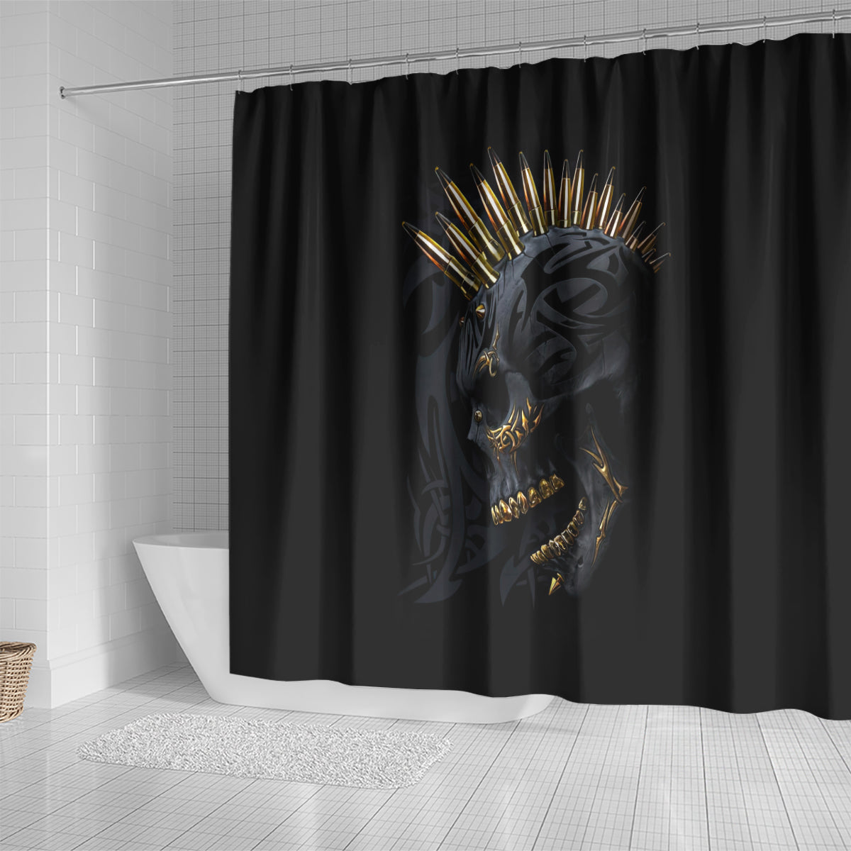 skull-shower-curtain-golden-skull-gangster