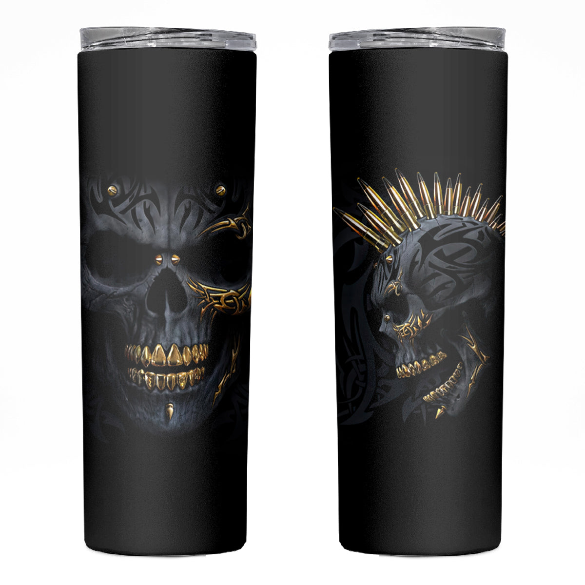 Skull Skinny Tumbler Golden Skull Gangster - Wonder Print Shop