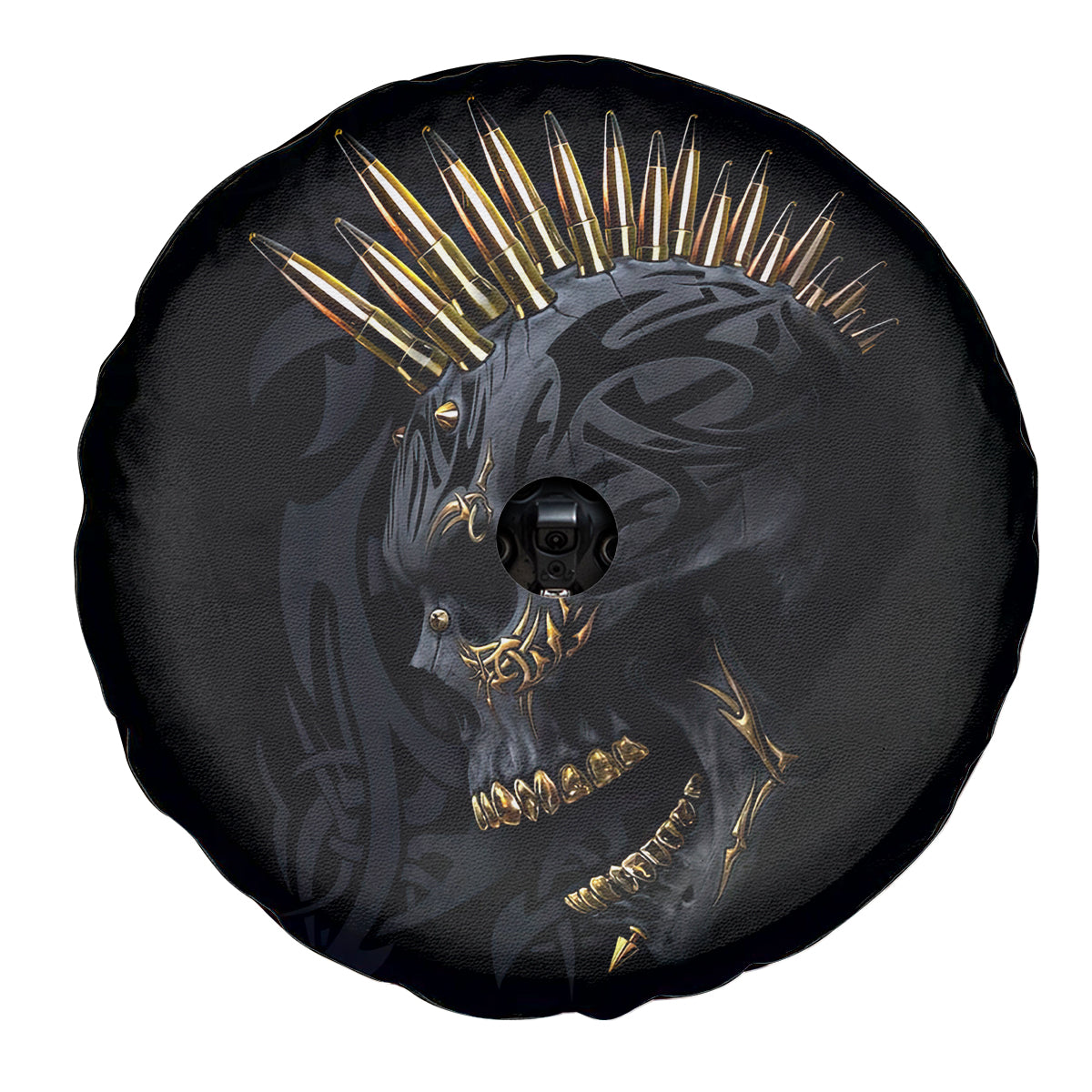 Skull Spare Tire Cover Golden Skull Gangster - Wonder Print Shop