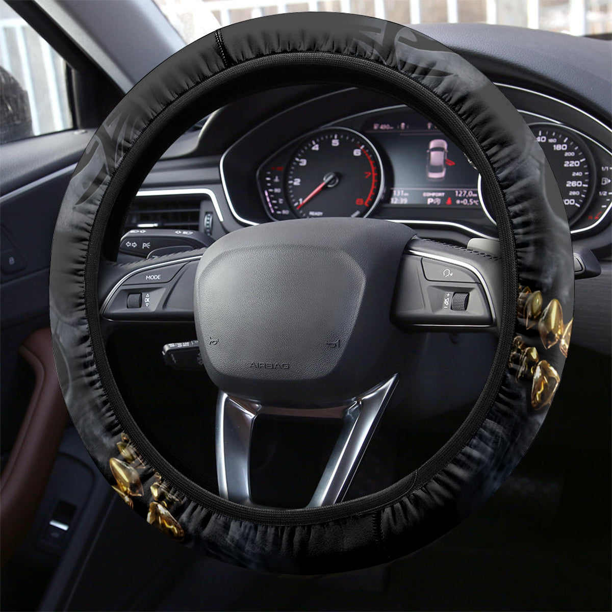 Skull Steering Wheel Cover Golden Skull Gangster - Wonder Print Shop