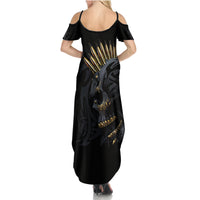 Skull Summer Maxi Dress Golden Skull Gangster - Wonder Print Shop