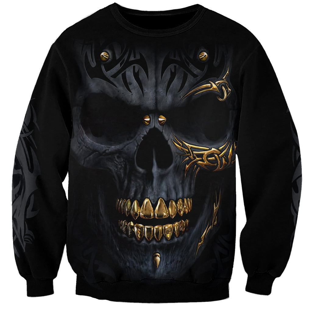 Skull Sweatshirt Golden Skull Gangster - Wonder Print Shop