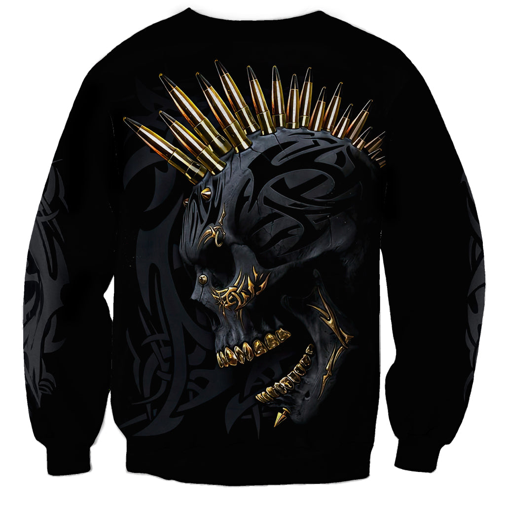 Skull Sweatshirt Golden Skull Gangster - Wonder Print Shop
